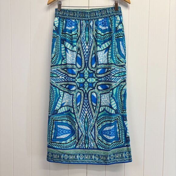 Cato Womens Straight Boho Beach Maxi Faux Wrap Skirt Size S Blue Island Vacation - Picture 5 of 9